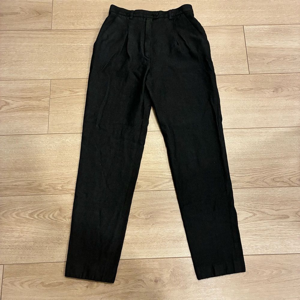 Escada Women’s Dark Gray Charcoal High Waisted Wool Pleated Trouser Size 36/24